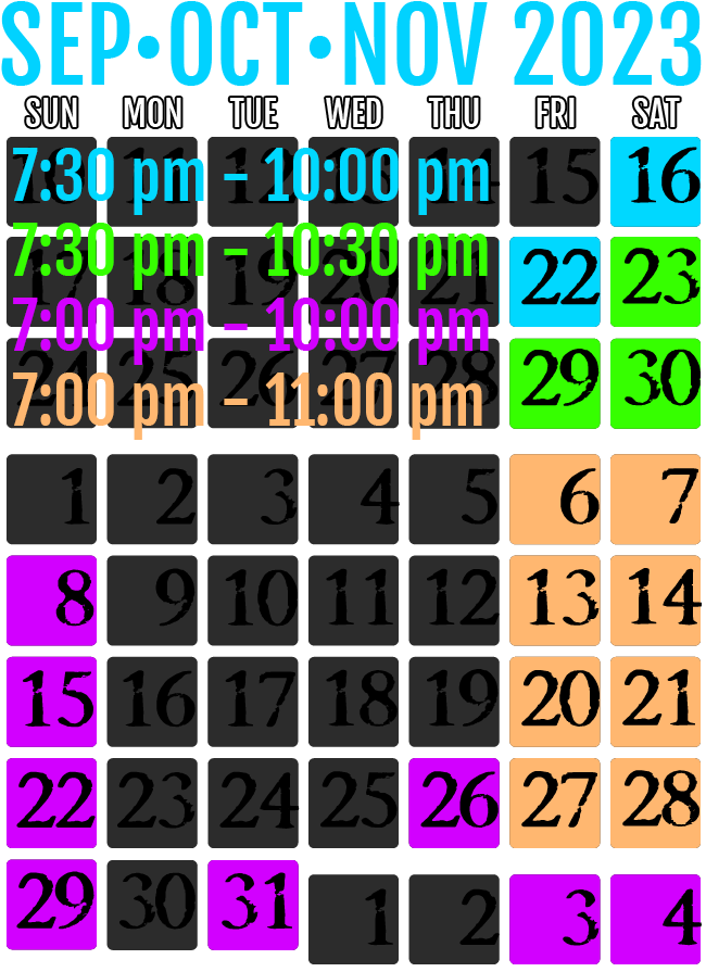 Dates & Hours of Operation - Click for more information!